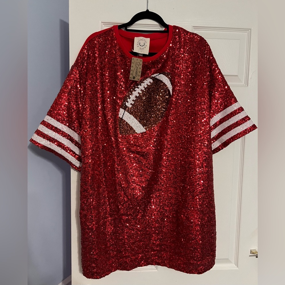 Fantastic Fawn Game Day Sequin Shirt Dress